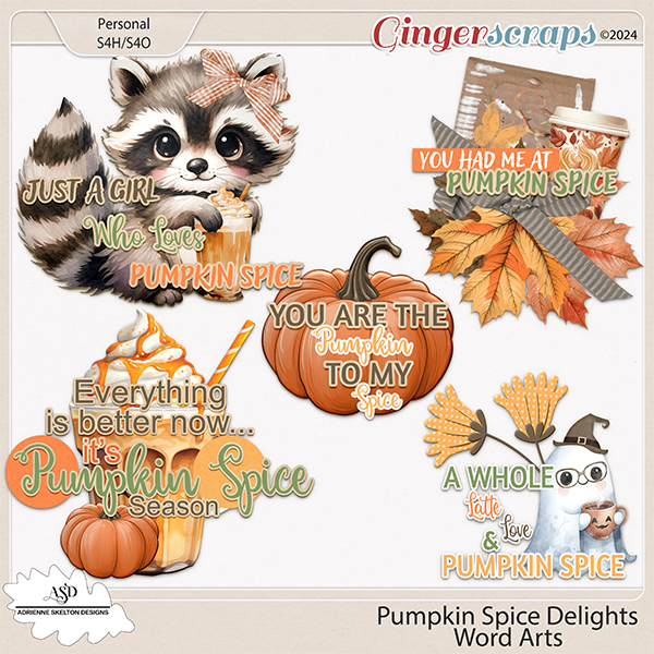 Pumpkin Spice Delight Word Art-by Adrienne Skelton Designs 