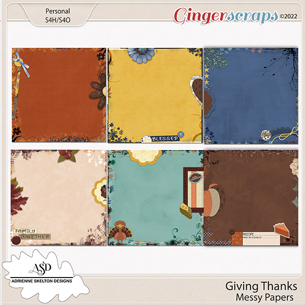 Giving Thanks Messy Papers- by Adrienne Skelton Designs 