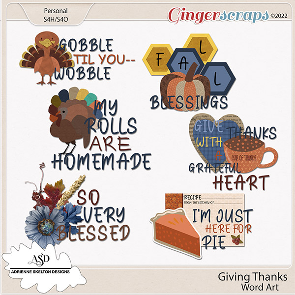 Giving Thanks Word Art- by Adrienne Skelton Designs  