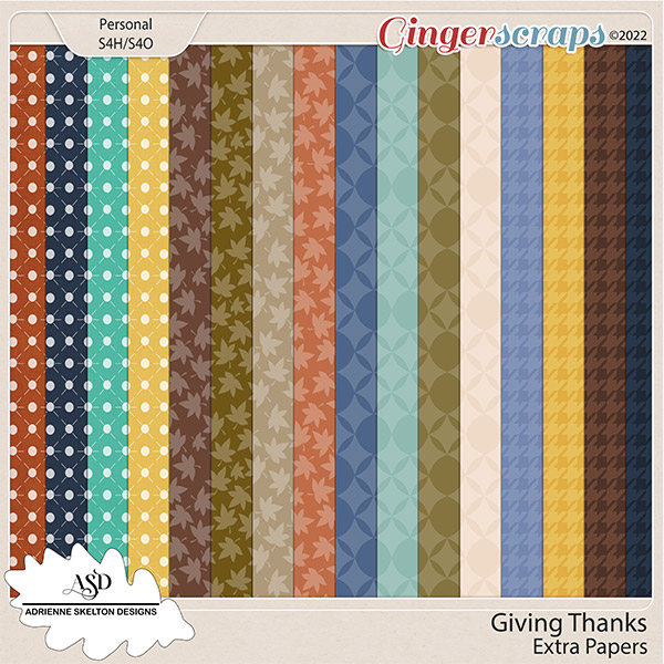  Giving Thanks Extra Paper Pack- by Adrienne Skelton Designs  