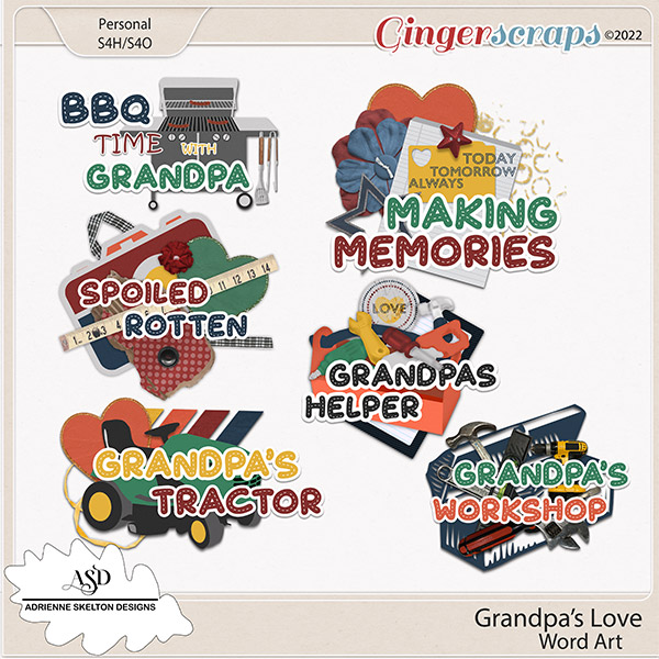 Grandpas Love Word Art- by Adrienne Skelton Designs 