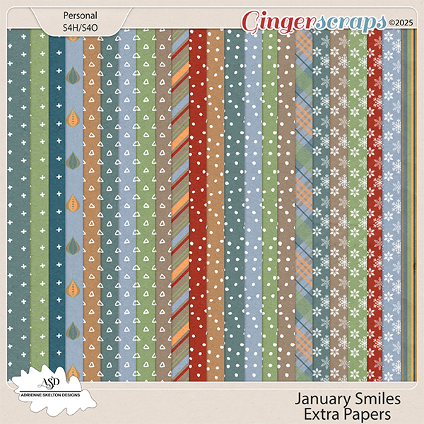 January Smiles Extra Papers-by Adrienne Skelton Designs 