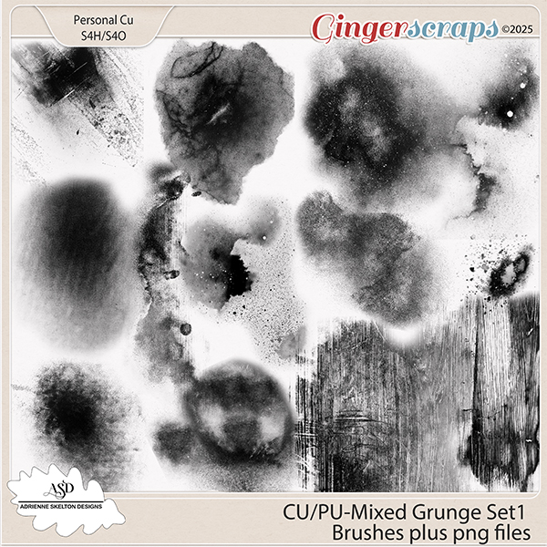 CU/PU-Mixed Grunge Brushes_Vol1 by Adrienne Skelton Designs