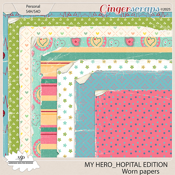 My Hero_Hospital Edition Worn papers pack by Adrienne Skelton Designs 