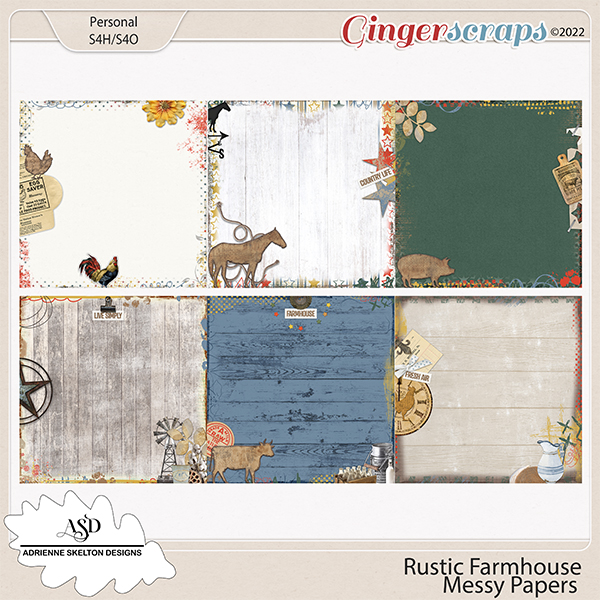 Rustic Farmhouse Messy Papers- by Adrienne Skelton Designs  