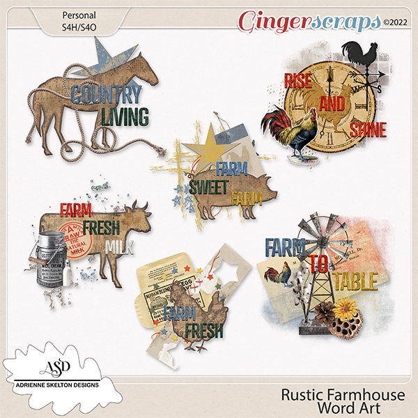 Rustic Farmhouse Word Art- by Adrienne Skelton Designs   