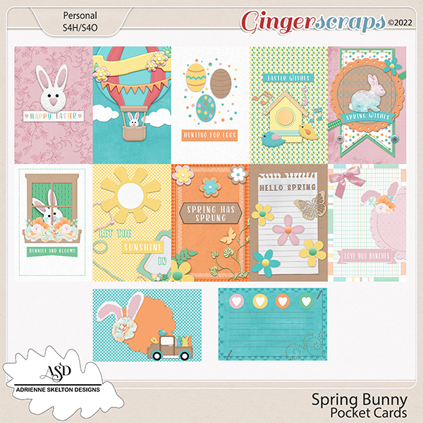 Spring Bunny Pocket Cards - By Adrienne Skelton Designs 