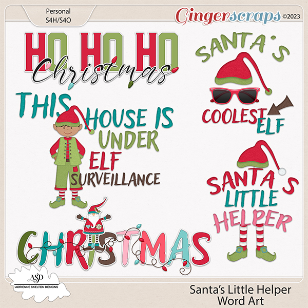 Santa's Little Helper Word Art - By Adrienne Skelton Design 