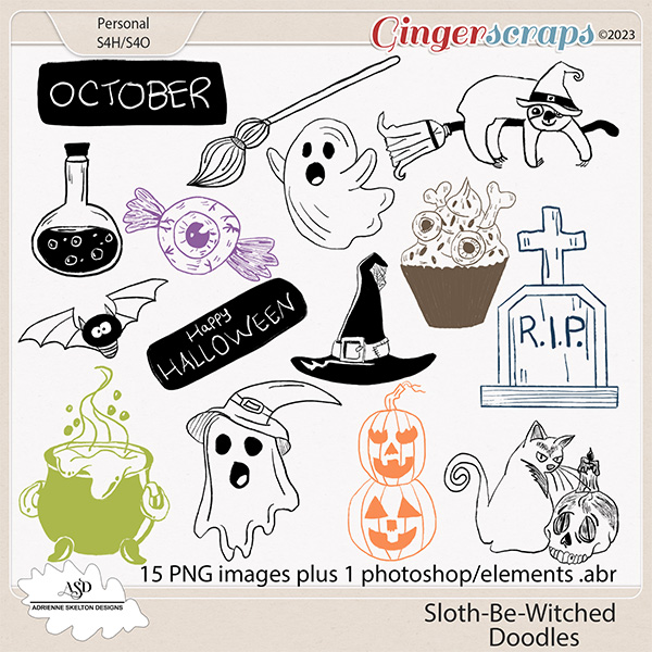 Sloth-Be-Witched Doodles- By Adrienne Skelton Designs  