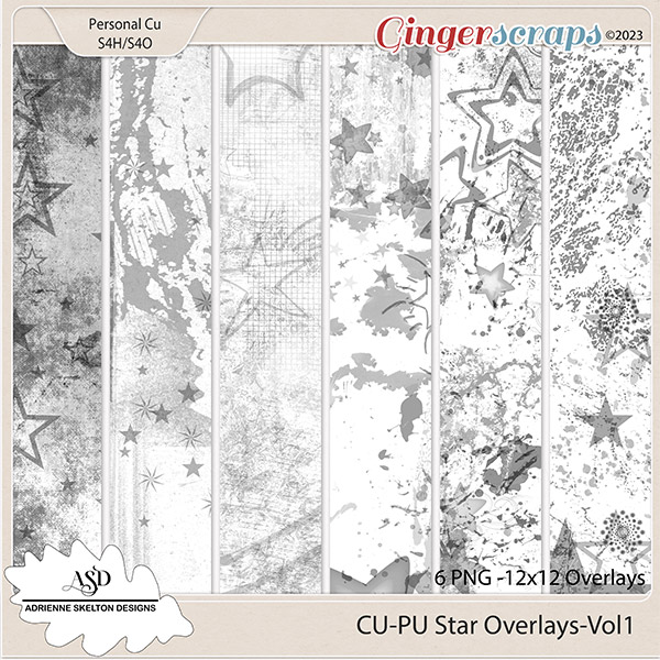 CU-PU Grunge Star Overlays-by Adrienne Skelton Designs