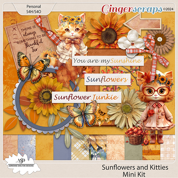 Sunflowers and Kitties Mini Collection - By Adrienne Skelton Designs  