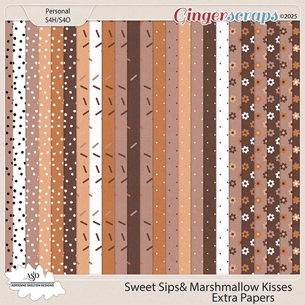 Sweet Sips Marshmallow Kisses Extra Papers- By Adrienne Skelton Design  