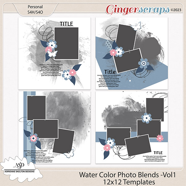 Water Color Photo Blends Templates-Vol1 by Adrienne Skelton Designs