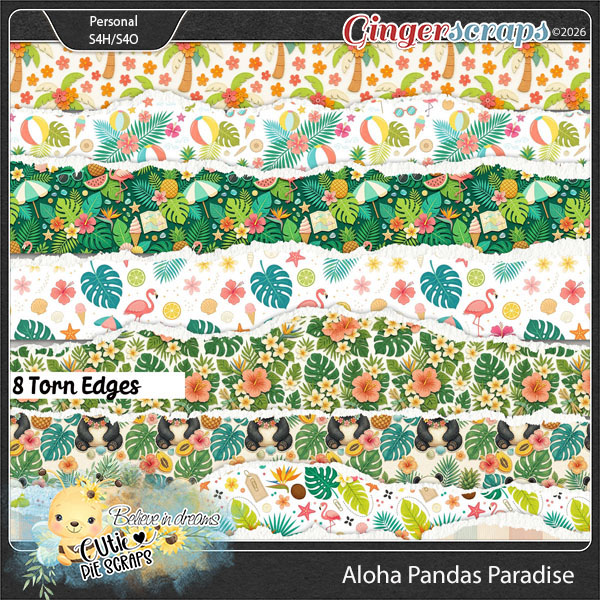 Aloha Pandas Paradise Torn Edges
