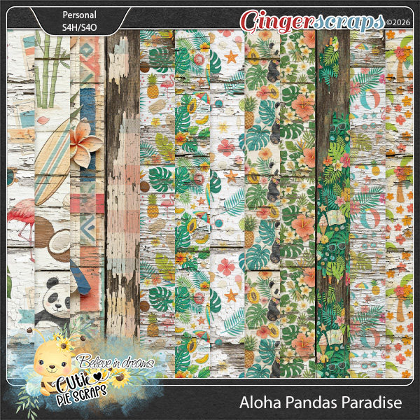 Aloha Pandas Paradise Wood Papers