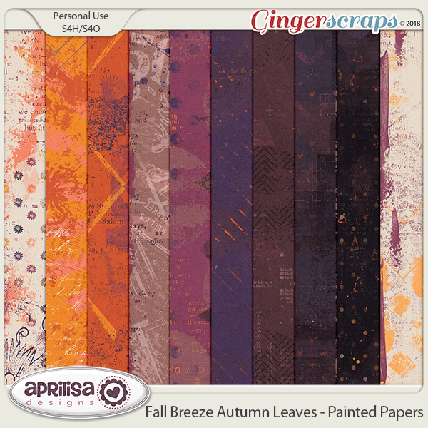 Fall Breeze Autumn Leaves - Painted Papers by Aprilisa Designs