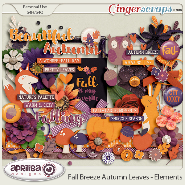 Fall Breeze Autumn Leaves - Elements by Aprilisa Designs