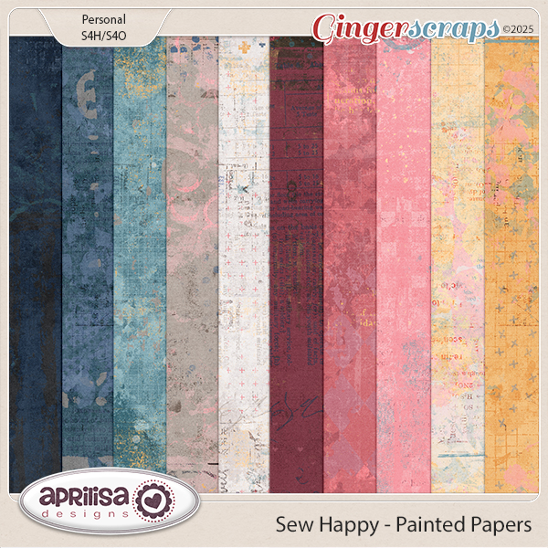 Sew Happy - Painted Papers by Aprilisa Designs