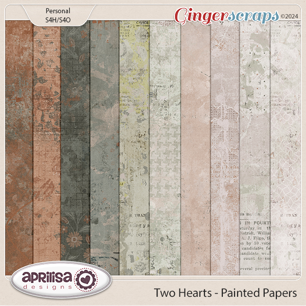 Two Hearts - Painted Papers by Aprilisa Designs