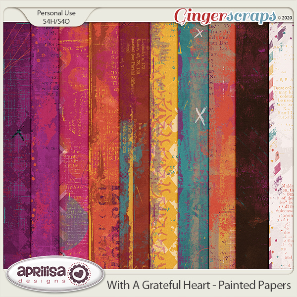 With A Grateful Heart - Painted Papers by Aprilisa Designs