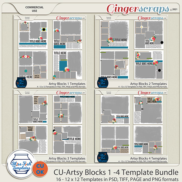 CU - Artsy Blocks 1-4 Template Bundle by Miss Fish