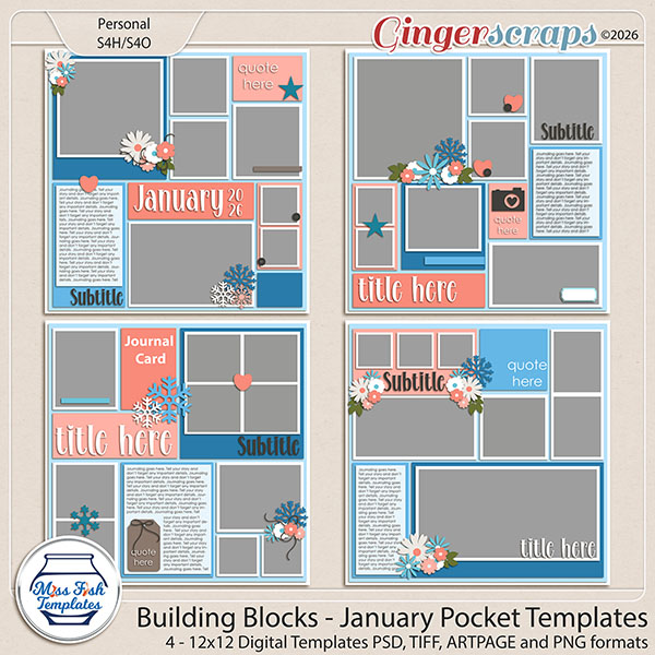Building Blocks - January Pocket Templates by Miss Fish 