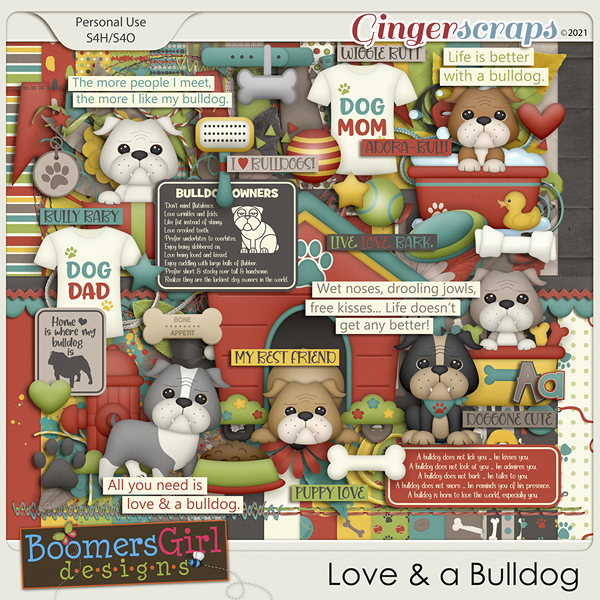 Love & a Bulldog by BoomersGirl Designs