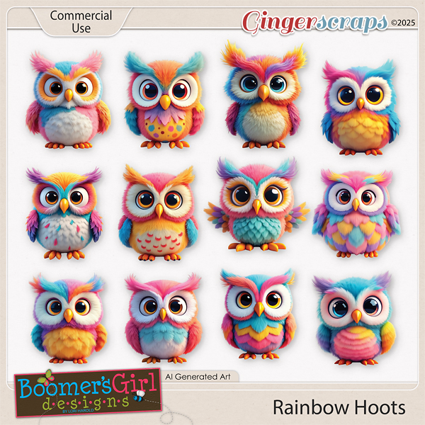 Rainbow Hoots by BoomersGirl Designs