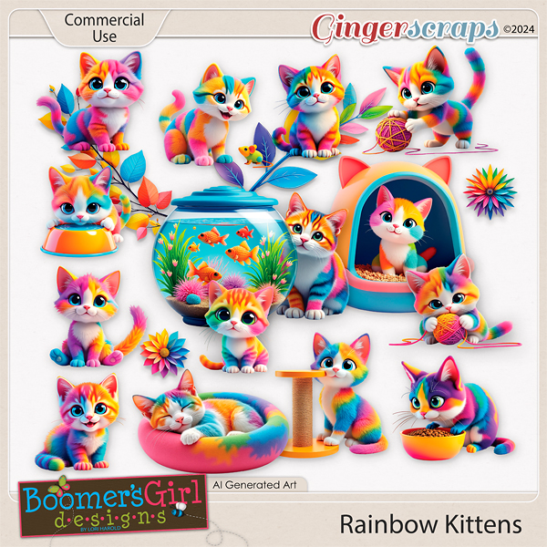 Rainbow Kittens by BoomersGirl Designs