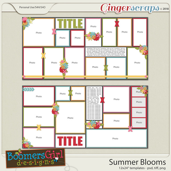 Summer Blooms Template Pack by BoomersGirl Designs