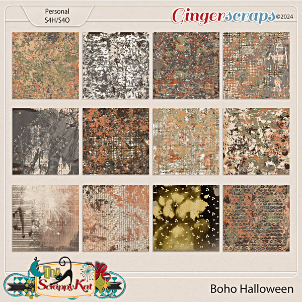 Boho Halloween Artsy Papers by The Scrappy Kat