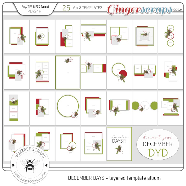 Buzzbee Scraps: December Days Album templates