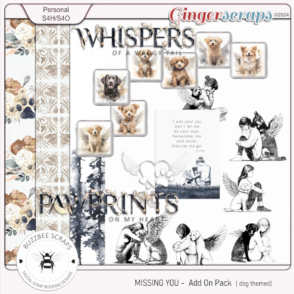 Buzzbee Scraps: Missing You Add On Pack - Dog Themed