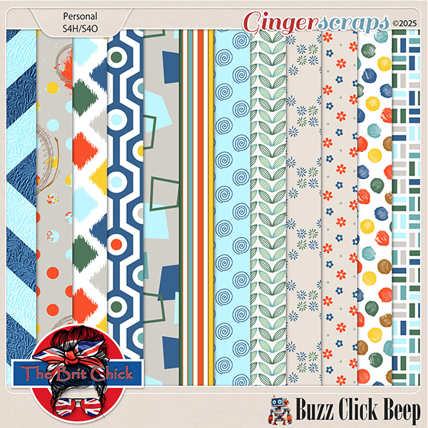 Buzz-Click-Beep Patterned Papers By The Brit Chick