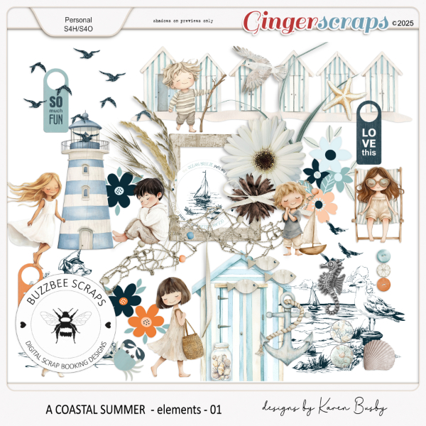 Buzzbee Scraps: A Coastal Summer Element Pack