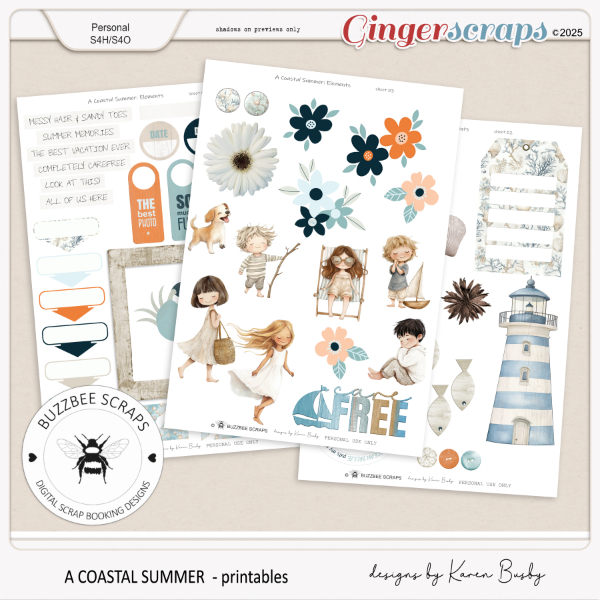 Buzzbee Scraps: A coastal Summer Printable sheets