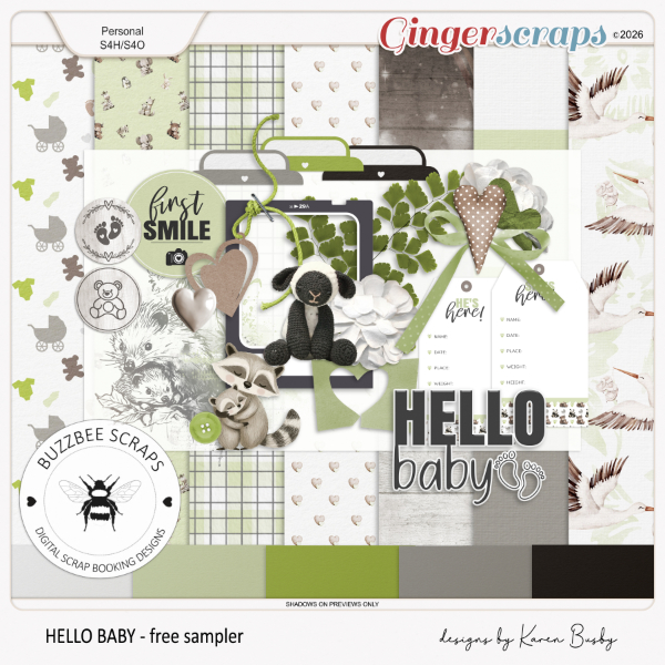 Buzzbee Scraps: Hello Baby Sampler