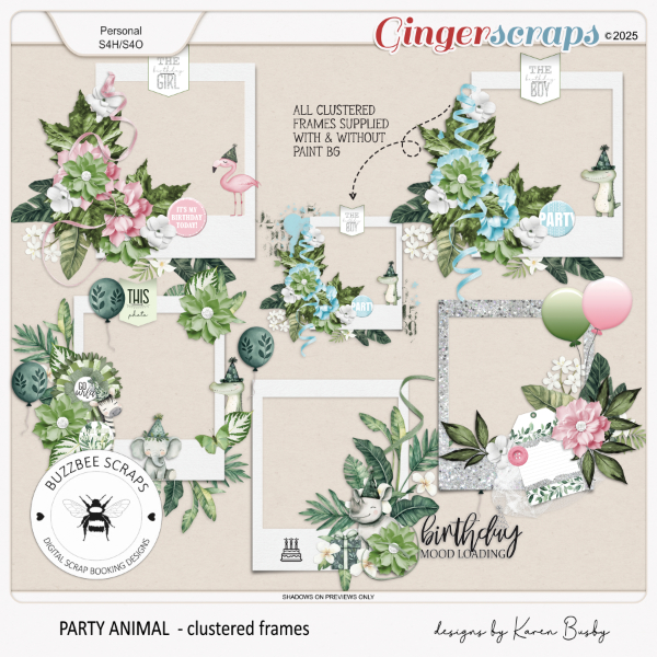 Buzzbee Scraps:Party Animal Clustered Frames