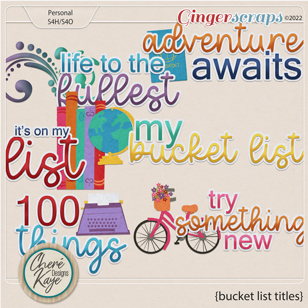 Bucket List Titles by Chere Kaye Designs 