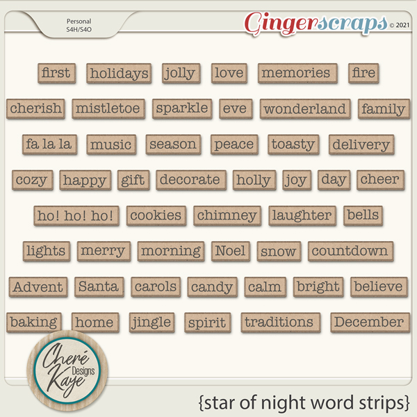 Star Of Night Word Strips by Chere Kaye Designs 