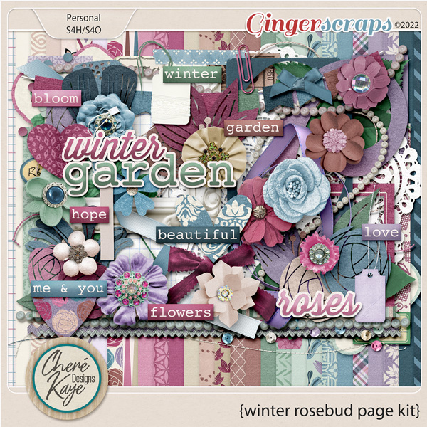 Winter Rosebud Page Kit by Chere Kaye Designs 