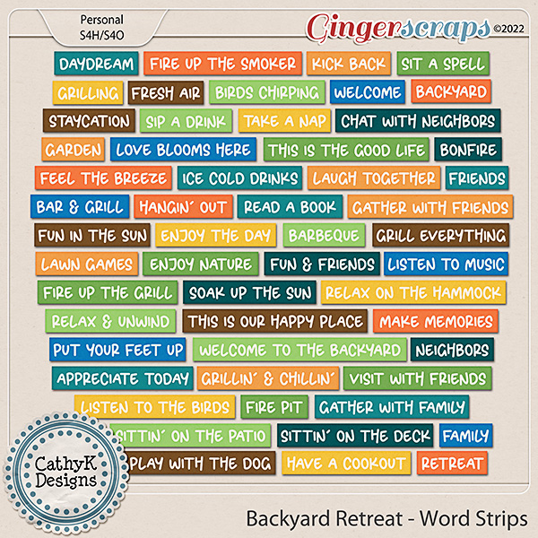 Backyard Retreat - Word Strips