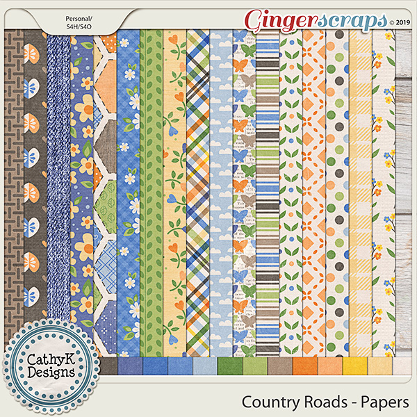 Country Roads - Papers by CathyK Designs
