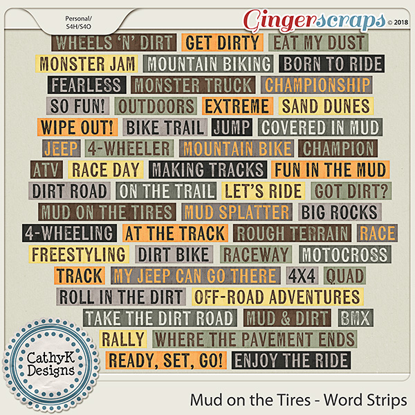 Mud On The Tires - Word Strips
