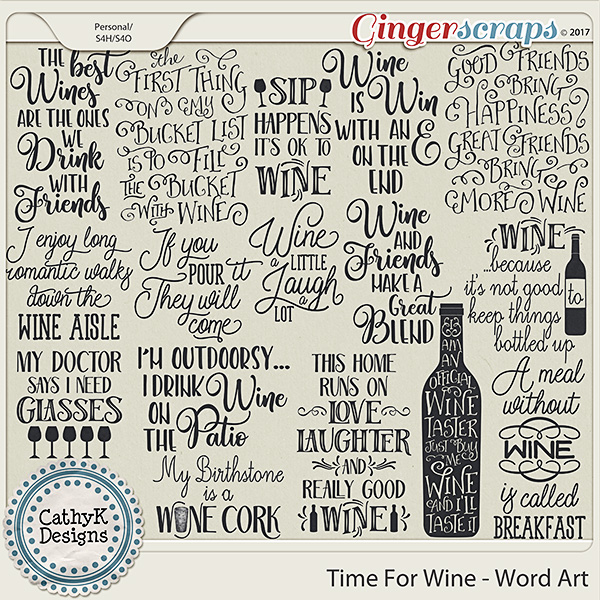 Time for Wine - Word Art