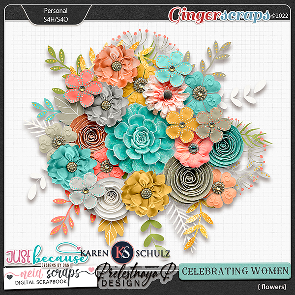 Celebrating Women Flowers by JB Studio, Neia Scraps, Preletsnaya P, Karen Schulz