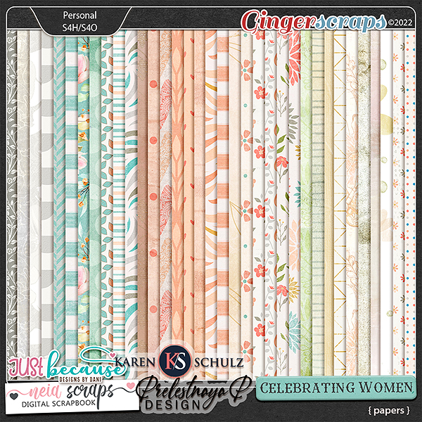 Celebrating Women Papers by JB Studio, Neia Scraps, Preletsnaya P, Karen Schulz