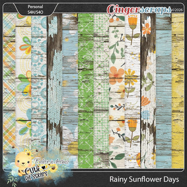 Rainy Sunflower Days Wood Papers