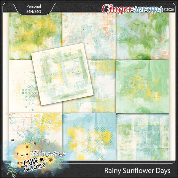 Rainy Sunflower Days Painted Papers