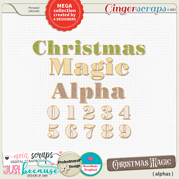 Christmas Magic Alphas by JB Studio, HeartMade Scrapbook, Neia Scraps and PrelestnayaP Designs